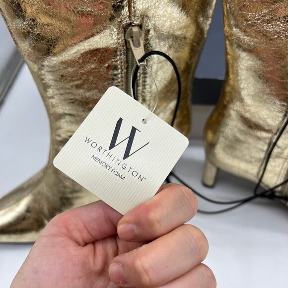 Worthington Womens Pleasant Stiletto Heel Dress Boots Gold Size 6 - Picture 5 of 16